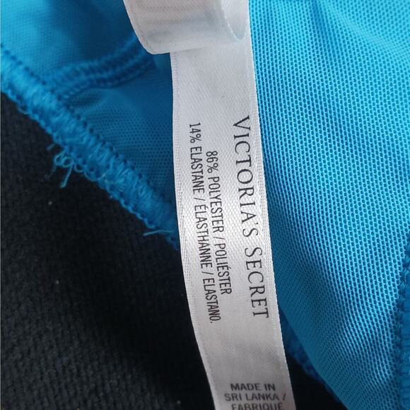 Victoria Sport VSX Sports Bra Size Large Blue Black Racerback Activewear - Picture 5 of 5
